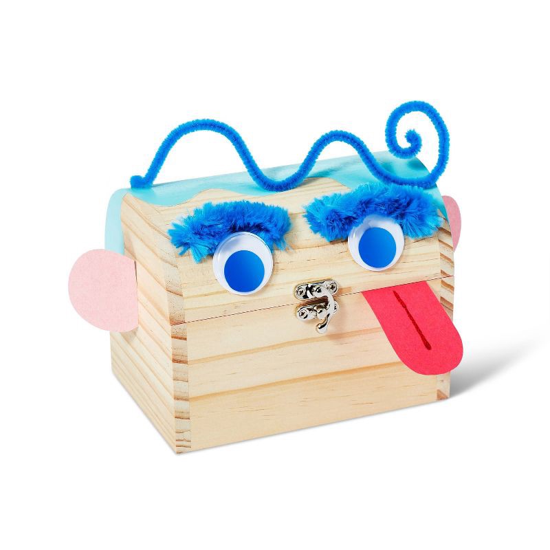 slide 2 of 3, Wood Treasure Chest Box - Mondo Llama™: Unfinished Wooden Craft, DIY Project, 6"x4"x4.7", 1 ct