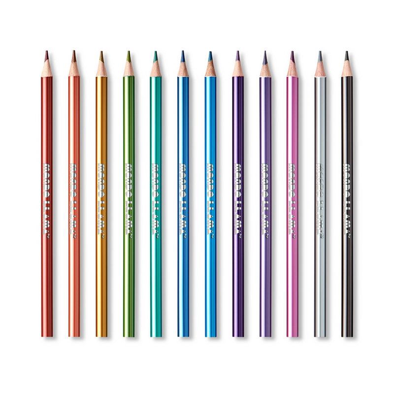 slide 2 of 5, 12ct Colored Pencils Metallic - Mondo Llama™, 12 ct