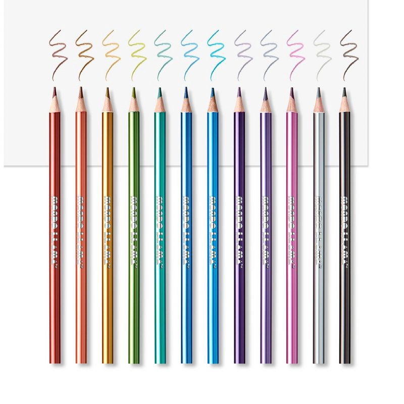 slide 4 of 5, 12ct Colored Pencils Metallic - Mondo Llama™, 12 ct