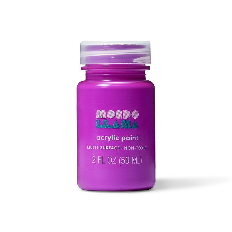 slide 1 of 3, 2 fl oz Neon Acrylic Paint Purple - Mondo Llama™: Multi-Surface, Non-Toxic, Water-Based Craft Paint, 2 fl oz