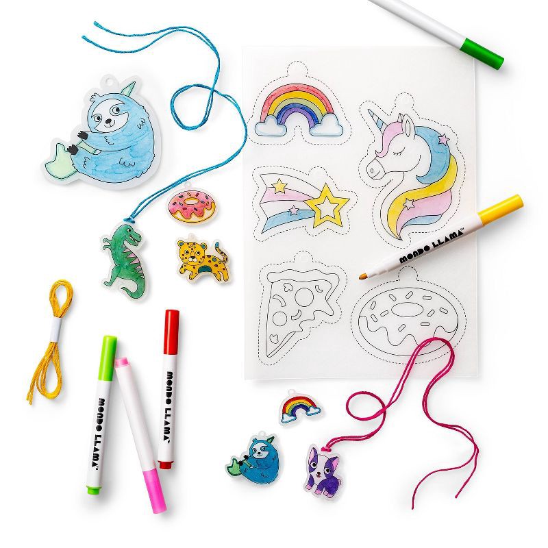 slide 4 of 4, Create-Your-Own Shrink Art Kit - Mondo Llama™: DIY Craft Activity, Includes Markers, Ages 6+, 15 Pieces, Plastic Material, 15 ct