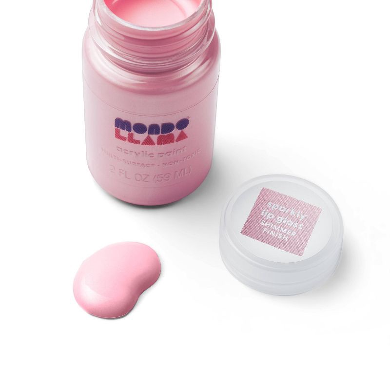 slide 2 of 3, 2 fl oz Shimmer Acrylic Paint Pink - Mondo Llama™: Non-Toxic Multi-Surface Craft Paint, Water-Based, Age 13+, 2 fl oz