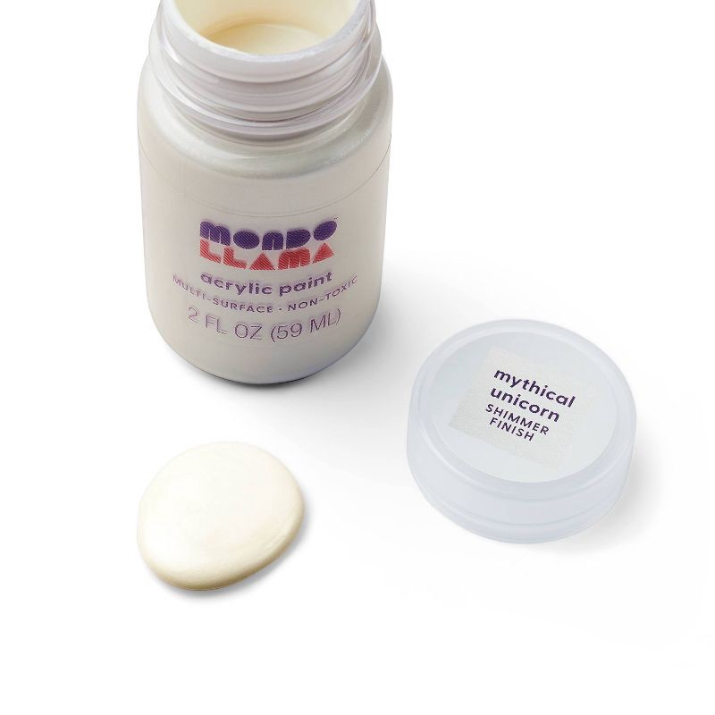 slide 2 of 3, 2 fl oz Shimmer Acrylic Paint White - Mondo Llama™: Multi-Surface, Non-Toxic, Water-Based Craft Paint, 2 fl oz