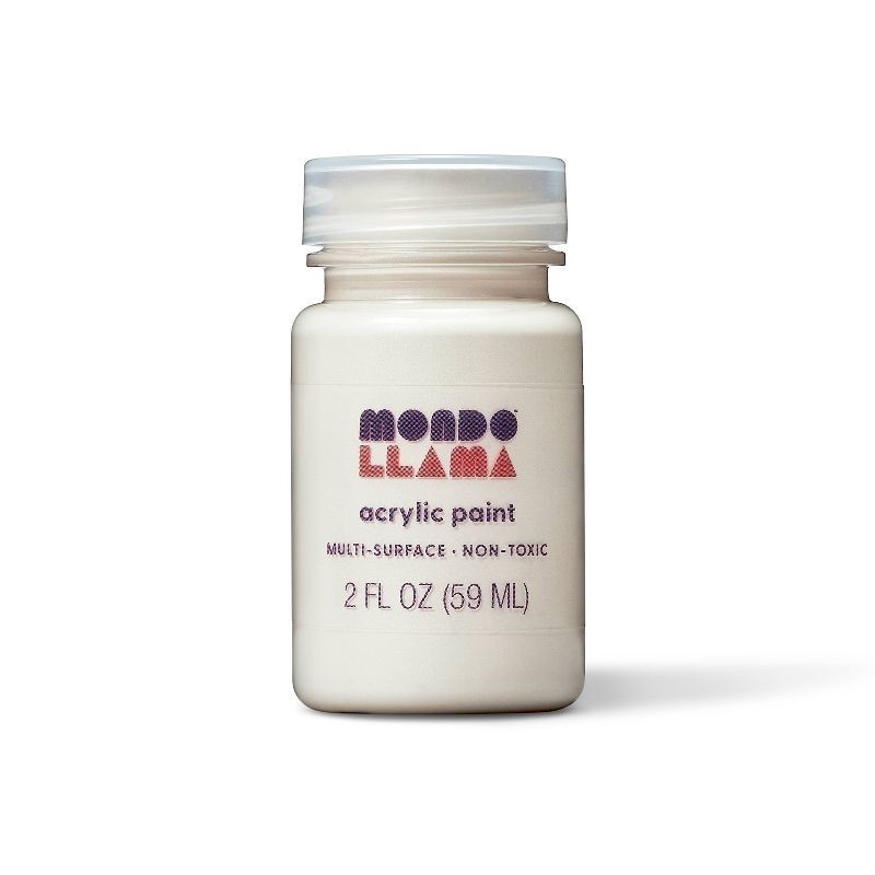 slide 1 of 3, 2 fl oz Shimmer Acrylic Paint White - Mondo Llama™: Multi-Surface, Non-Toxic, Water-Based Craft Paint, 2 fl oz