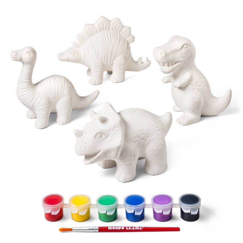 slide 2 of 4, Paint-Your-Own Ceramic Dinosaurs Kit - Mondo Llama™: Kids Craft Activity, Acrylic Paint & Brushes, Ages 8+, 1 ct