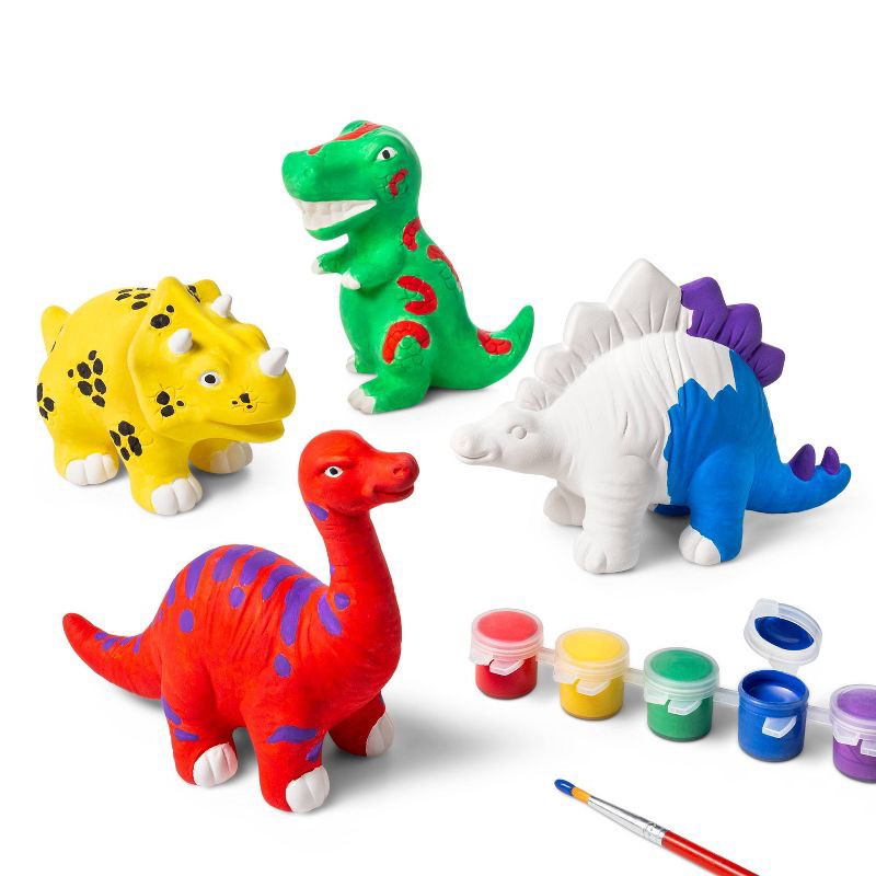 slide 4 of 4, Paint-Your-Own Ceramic Dinosaurs Kit - Mondo Llama™: Kids Craft Activity, Acrylic Paint & Brushes, Ages 8+, 1 ct