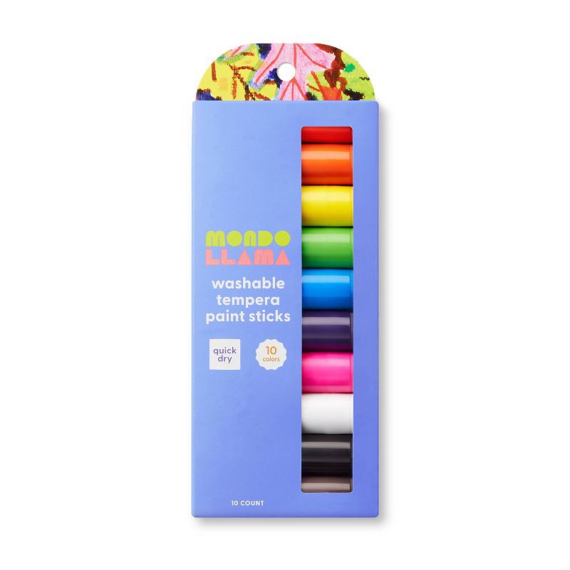 slide 1 of 5, 10ct Washable Tempera Paint Sticks - Mondo Llama™: Low-Odor, Water-Based, Craft Paint for Kids, Multicolor, Ages 6+, 10 ct