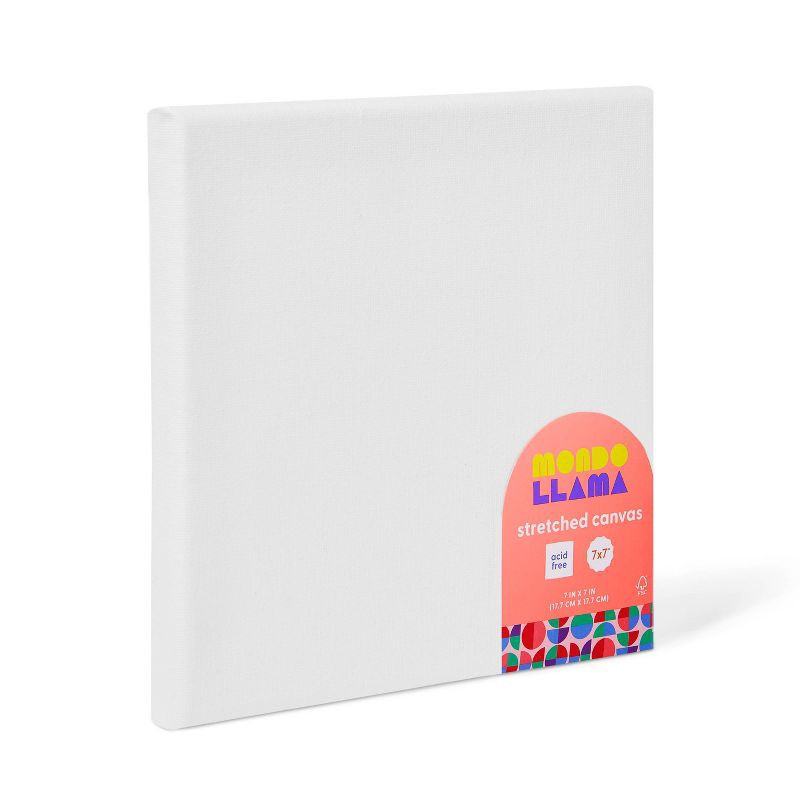 slide 1 of 3, 7"x7" Stretched Canvas White - Mondo Llama™: Art Canvases for Painting, 0.6" Depth, Single Pack, 1 ct