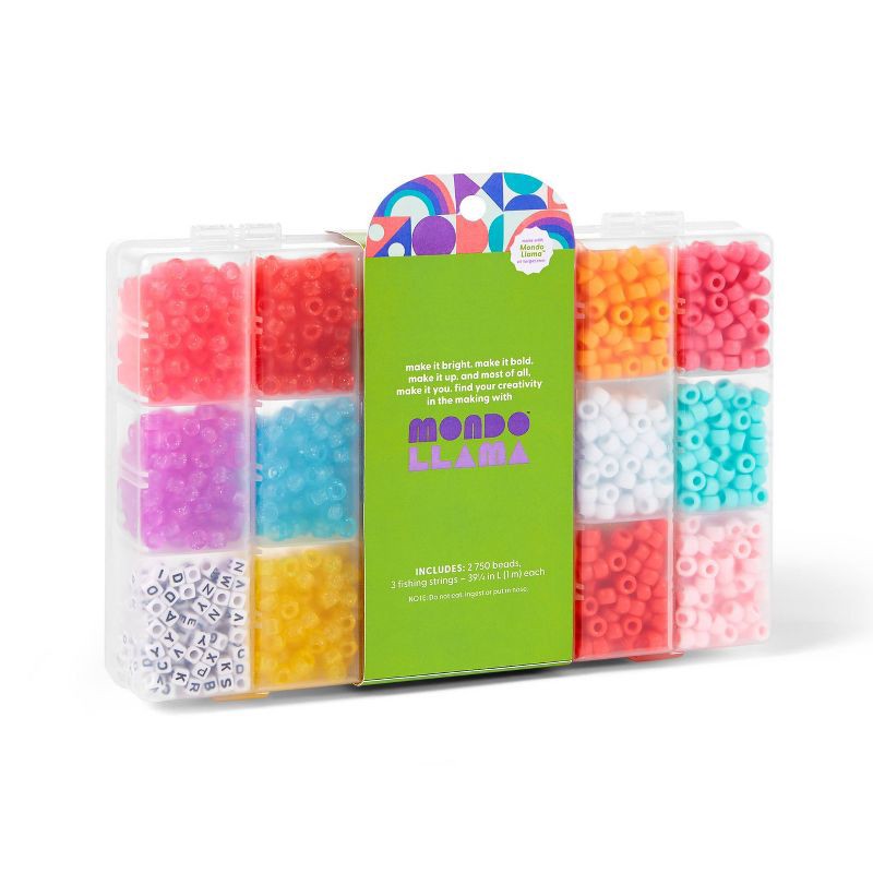 slide 3 of 4, 2750ct Pony Bead Set - Mondo Llama™: Multicolor Craft Embellishments, Plastic Beads for Kids 6+, 2750 ct