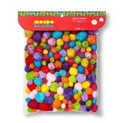 400ct Pom-Pom Combo Pack - Mondo Llama™: Multicolor Craft Embellishments, PET & Polypropylene, Ages 6+