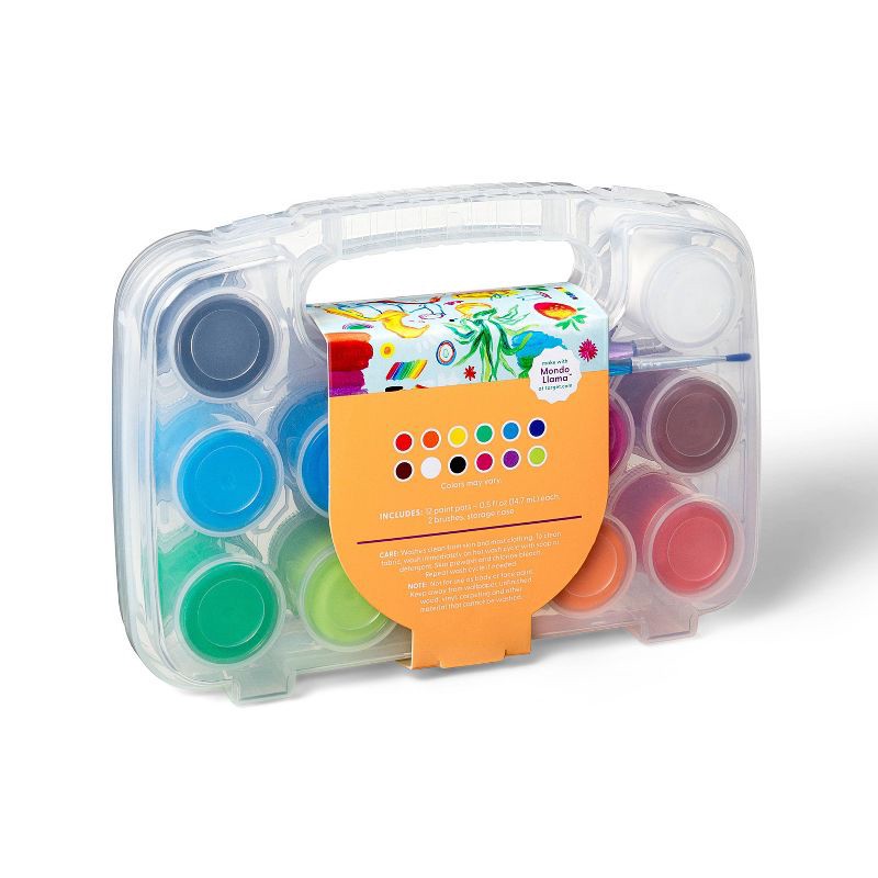 slide 3 of 5, 15pc Washable Tempera Paint Set in Plastic Tote - Mondo Llama™: Kids Craft Paint, Water-Based, Multicolor, All Ages, 15 ct