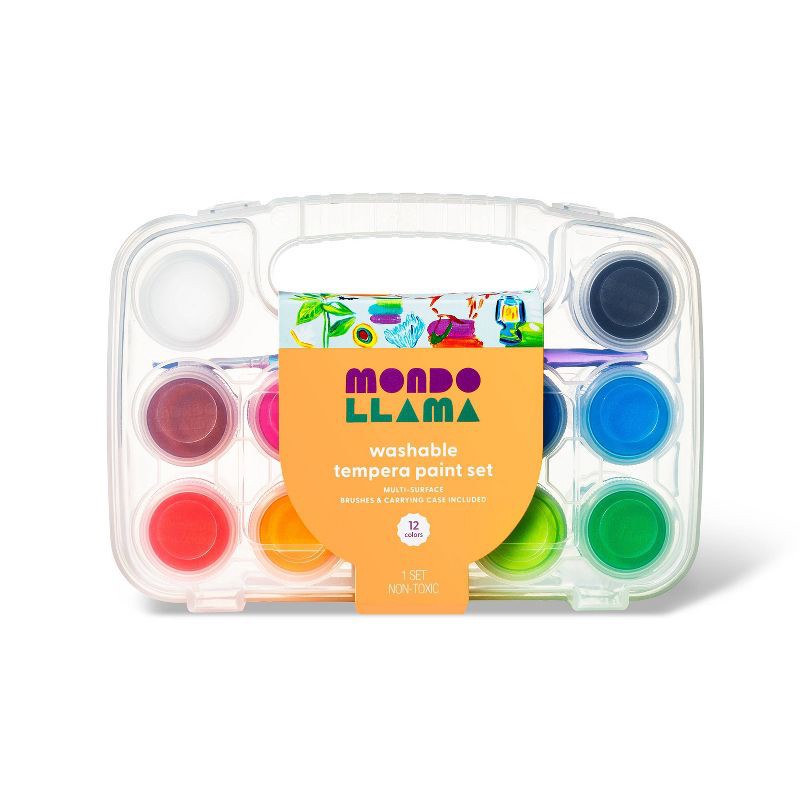 slide 1 of 5, 15pc Washable Tempera Paint Set in Plastic Tote - Mondo Llama™: Kids Craft Paint, Water-Based, Multicolor, All Ages, 15 ct