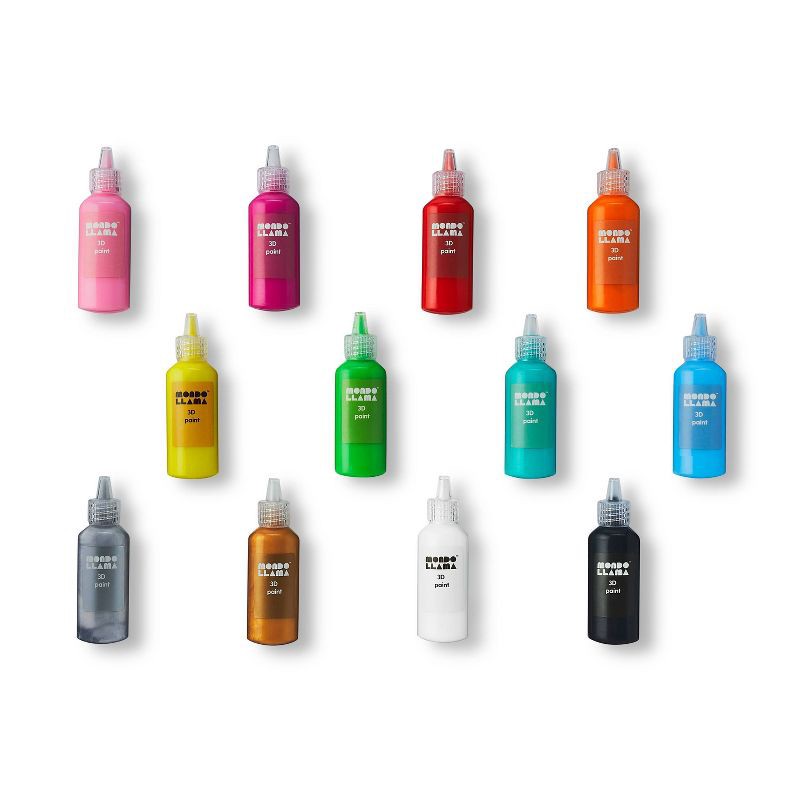 slide 2 of 5, 12ct 3D Multi-Surface Paints - Mondo Llama™: Non-Toxic Puff Paints, Water-Based Acrylic, Multicolor, Adult Use Only, 12 ct