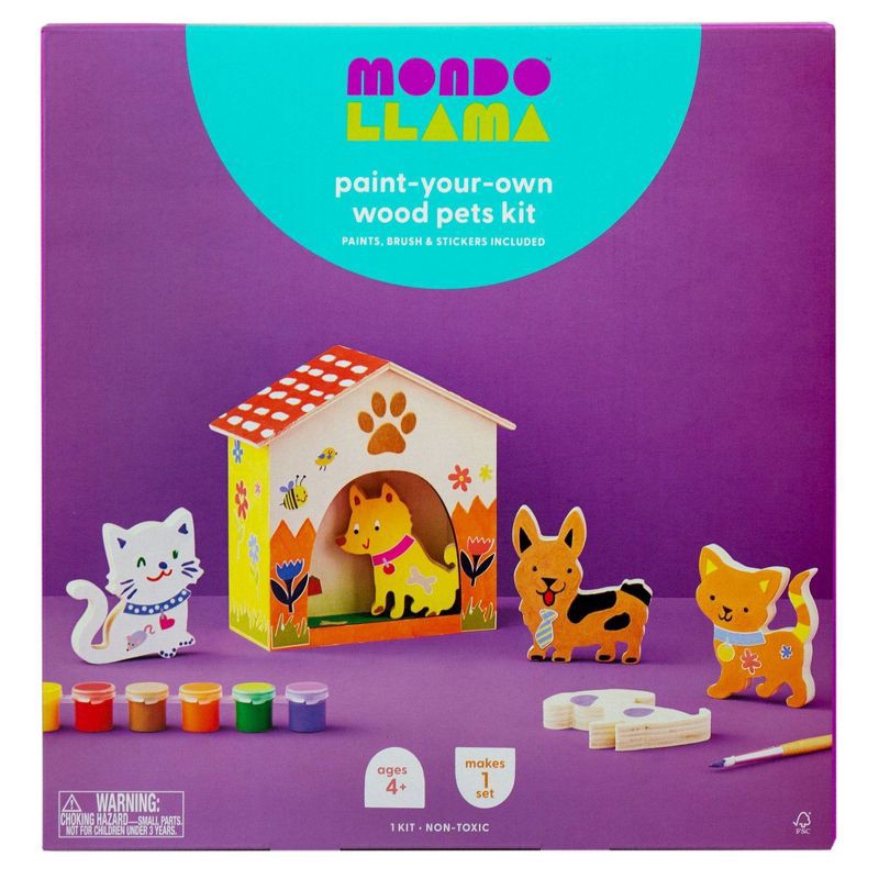 slide 1 of 6, Paint-Your-Own Wood Pets Kit - Mondo Llama™, 1 ct