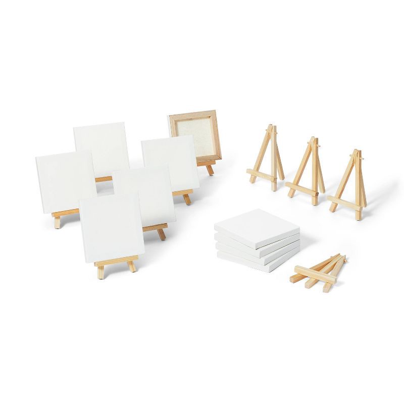 slide 2 of 5, 10pk Paintapalooza Stretched Canvas Party Pack - Mondo Llama™: Canvases to Paint On, 4x4 White Art Canvases, 0.5" Depth, 10 ct