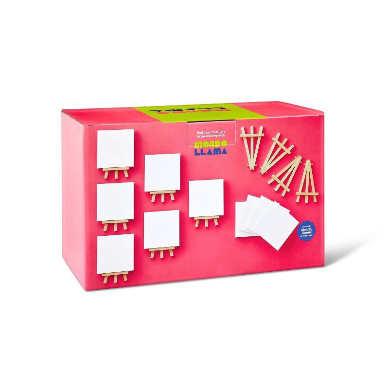 slide 3 of 5, 10pk Paintapalooza Stretched Canvas Party Pack - Mondo Llama™: Canvases to Paint On, 4x4 White Art Canvases, 0.5" Depth, 10 ct