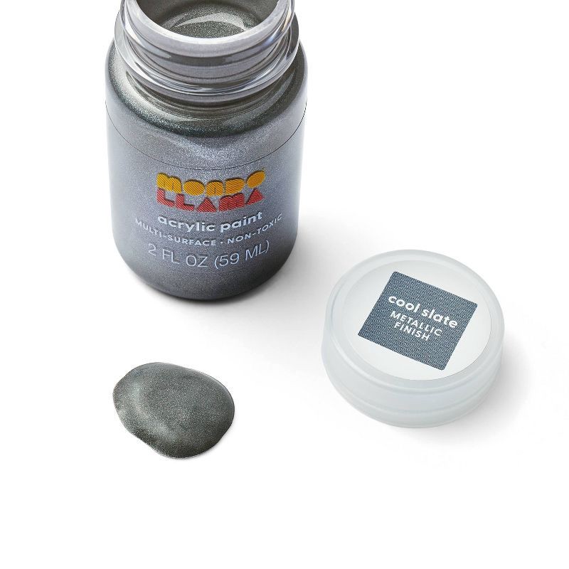 slide 2 of 3, 2 fl oz Metallic Acrylic Paint Silver - Mondo Llama™: Multi-Surface, Non-Toxic, Water-Based Craft Paint, 2 fl oz