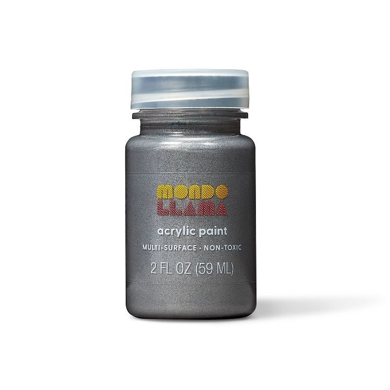 slide 1 of 3, 2 fl oz Metallic Acrylic Paint Silver - Mondo Llama™: Multi-Surface, Non-Toxic, Water-Based Craft Paint, 2 fl oz