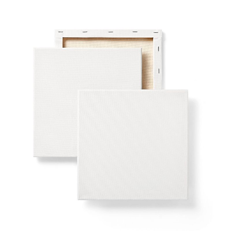 slide 2 of 3, 2pk 10"x10" Stretched Canvas White - Mondo Llama™: Art Canvases to Paint On, 1.26" Depth, Pack of 2, 2 ct