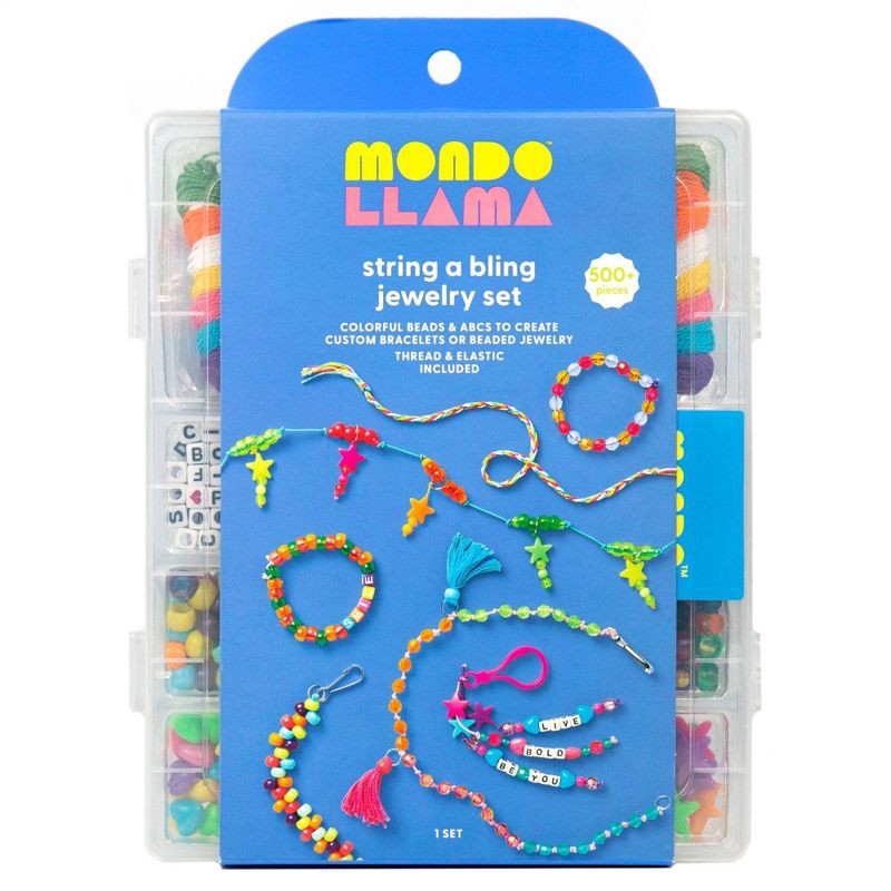 slide 1 of 6, 502pc String A Bling Jewelry Set - Mondo Llama™: DIY Bead Kit for Bracelet Making & Friendship Bracelets, 502 ct