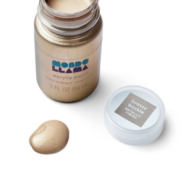 slide 2 of 3, 2 fl oz Metallic Acrylic Paint Warm Metal- Mondo Llama™: Gold Water-Based, Multi-Surface, Non-Toxic Craft Paint, 2 fl oz