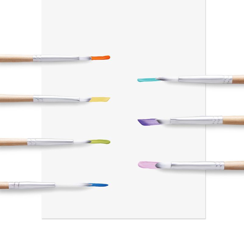 slide 4 of 5, 7pc Artist Paintbrush Set - Mondo Llama™: Nylon & Wood, Watercolor, Oil, Tempera, Acrylic, Filbert, Round, Angle Brushes, 7 ct