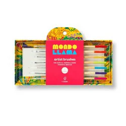 7pc Artist Paintbrush Set - Mondo Llama™: Nylon & Wood, Watercolor, Oil, Tempera, Acrylic, Filbert, Round, Angle Brushes
