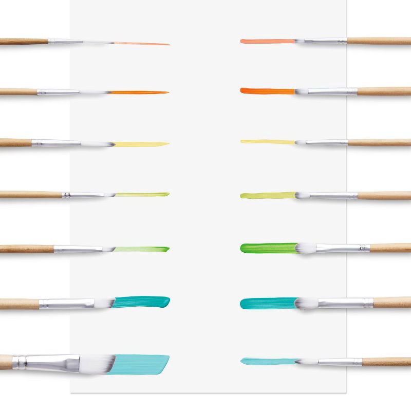 slide 4 of 7, 24pc Artist Paintbrush Set - Mondo Llama™: Nylon & Wood, All Paint Types, Angle, Fan, Round, Filbert Brushes, 24 ct