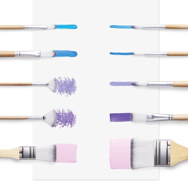 slide 5 of 7, 24pc Artist Paintbrush Set - Mondo Llama™: Nylon & Wood, All Paint Types, Angle, Fan, Round, Filbert Brushes, 24 ct