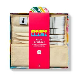24pc Artist Paintbrush Set - Mondo Llama™: Nylon & Wood, All Paint Types, Angle, Fan, Round, Filbert Brushes