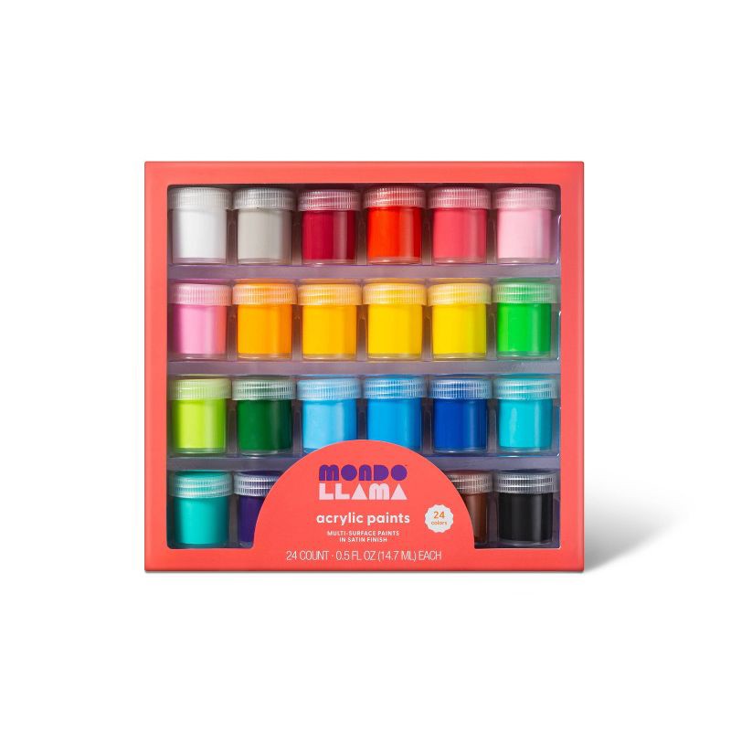 slide 1 of 5, 24ct Acrylic Paint Set Classic Colors - Mondo Llama™: Non-Toxic Water-Based Craft Paint for Adults, Multicolor, 24 ct