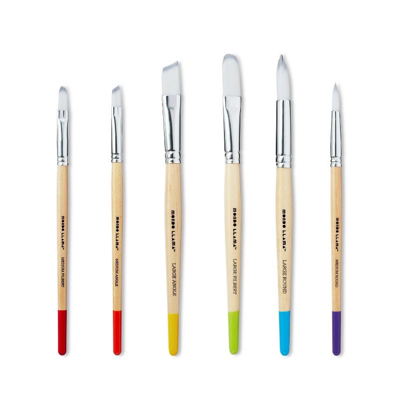 slide 2 of 5, 6pc Artist Paintbrush Set - Mondo Llama™, 6 ct