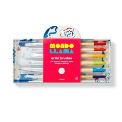 6pc Artist Paintbrush Set - Mondo Llama™: Nylon & Wood, Watercolor, Oil, Acrylic, Tempera, Filbert, Angle, Round