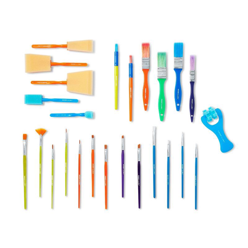 slide 2 of 3, 25pc Mixed Media Tools Set - Mondo Llama™: Artist Paint Brushes & Applicators, Nylon & Wood, Multicolor, 7" Length, 25 ct