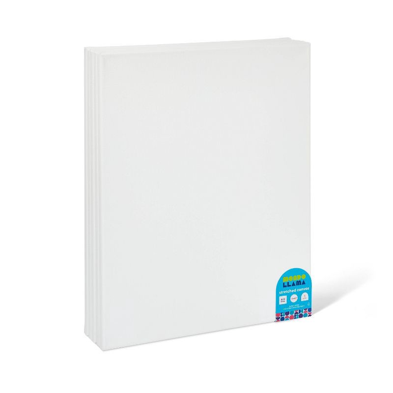 slide 1 of 3, 5pk 16"x20" Stretched Canvas Set - Mondo Llama™: Art Canvases for Painting, White, 0.63" Depth, 5 Pieces, 5 ct