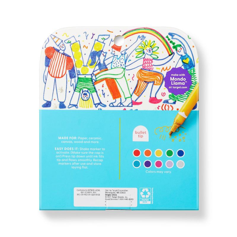 slide 3 of 5, 10ct Glitter Paint Markers Bullet Tip - Mondo Llama™, 10 ct
