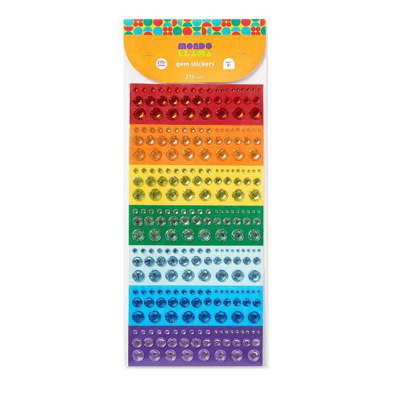 slide 1 of 3, 273ct Rainbow Gem Stickers - Mondo Llama™: Rhinestone & Gemstone Face & Heart Stickers, 273 ct