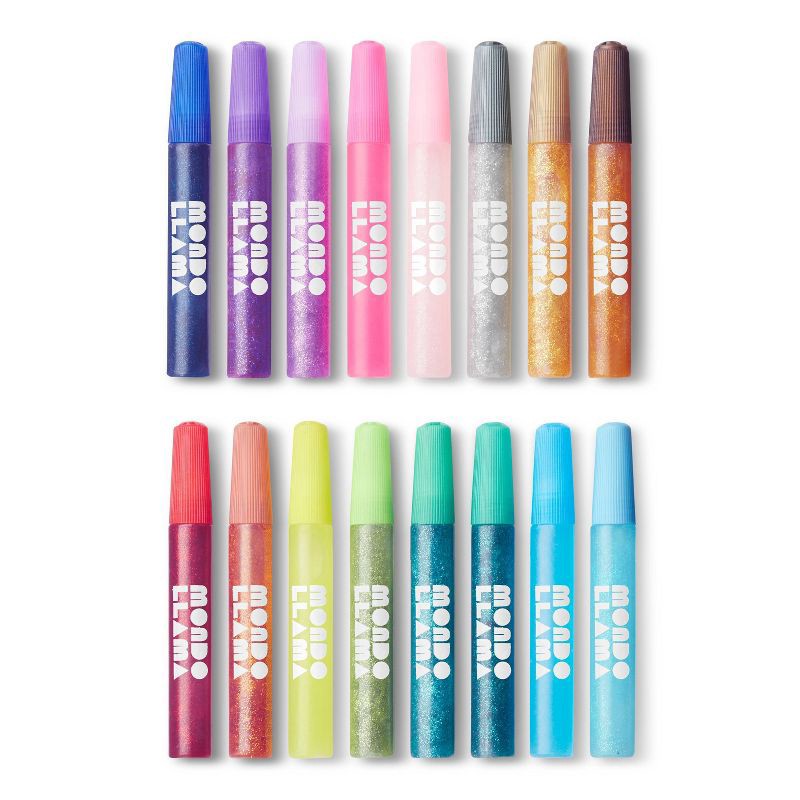 slide 2 of 5, 16ct Glitter Glue Pen Pack - Mondo Llama™: Multicolor Metallic Craft Embellishments, Art & Stationery, Ages 6+, 16 ct