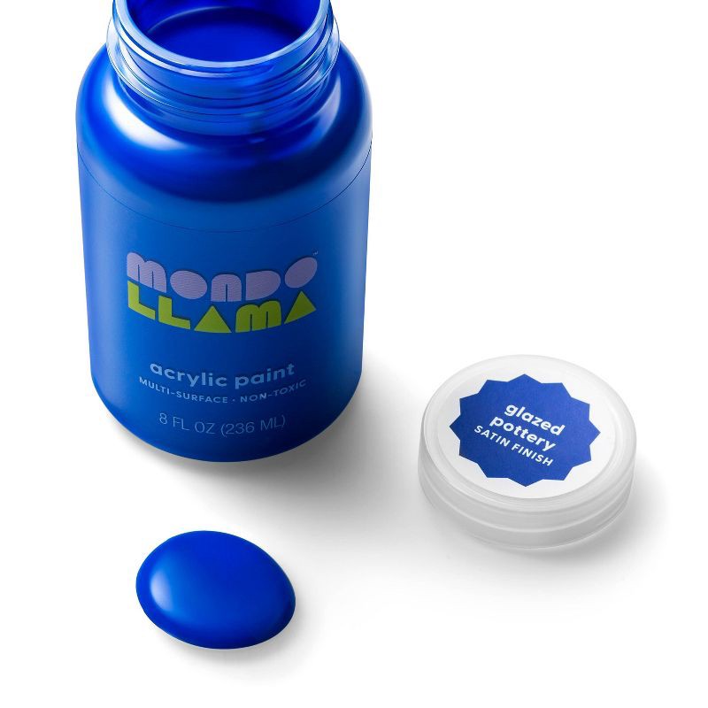slide 2 of 3, 8 fl oz Satin Acrylic Paint Tulip Blue - Mondo Llama™: Multi-Surface, Non-Toxic, Water-Based Craft Paint, 8 fl oz