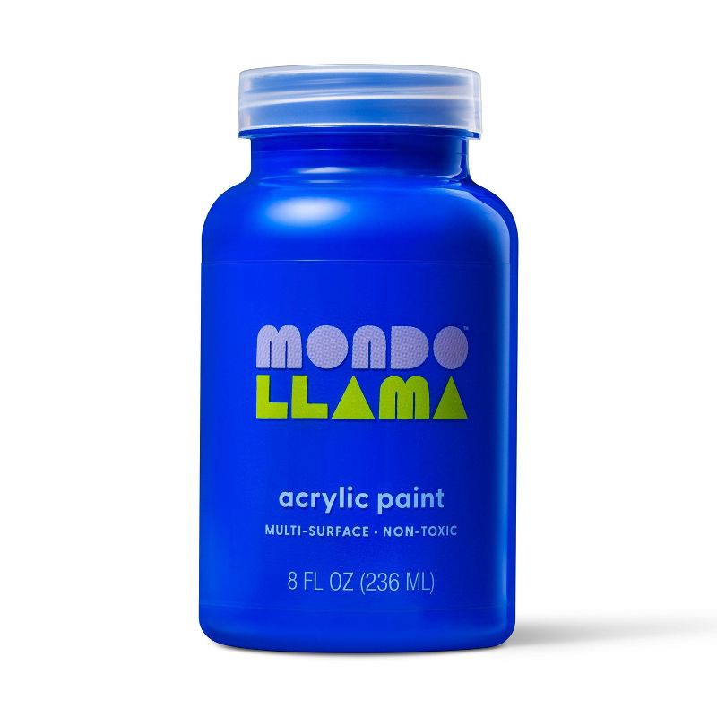 slide 1 of 3, 8 fl oz Satin Acrylic Paint Tulip Blue - Mondo Llama™: Multi-Surface, Non-Toxic, Water-Based Craft Paint, 8 fl oz