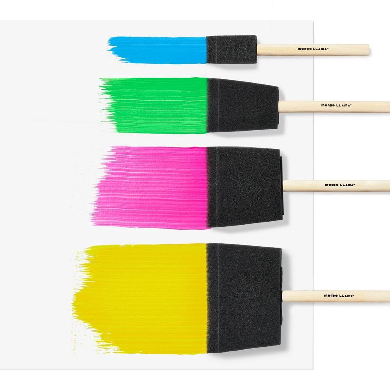 slide 3 of 3, 8ct Foam Brush Variety Pack - Mondo Llama™: Artist Paint Applicators for Watercolor & Acrylic, Off-White, 6.5" Length, 8 ct