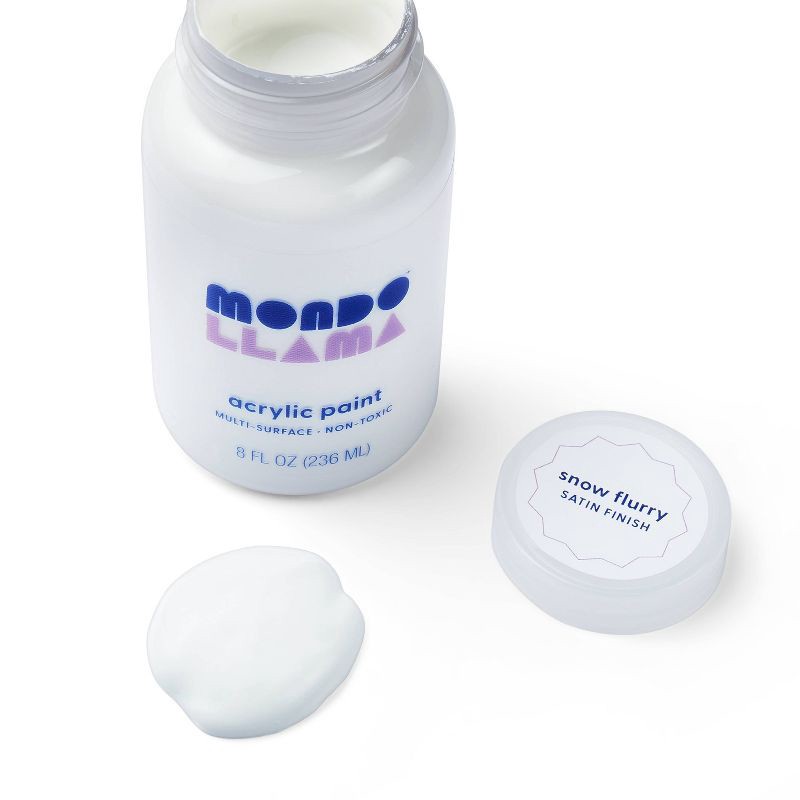 slide 2 of 3, 8 fl oz Satin Acrylic Paint White - Mondo Llama™: Multi-Surface, Non-Toxic, Water-Based Craft Paint, Age 13+, 8 fl oz