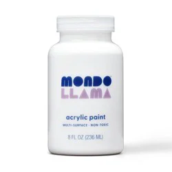 8 fl oz Satin Acrylic Paint White - Mondo Llama™: Multi-Surface, Non-Toxic, Water-Based Craft Paint, Age 13+