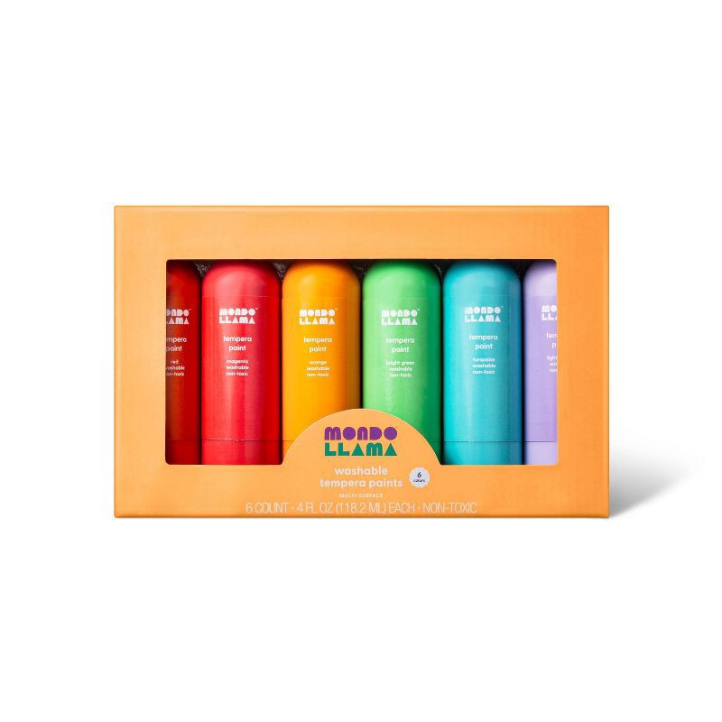 slide 1 of 5, 6ct Washable Tempera Paints - Mondo Llama™, 6 ct