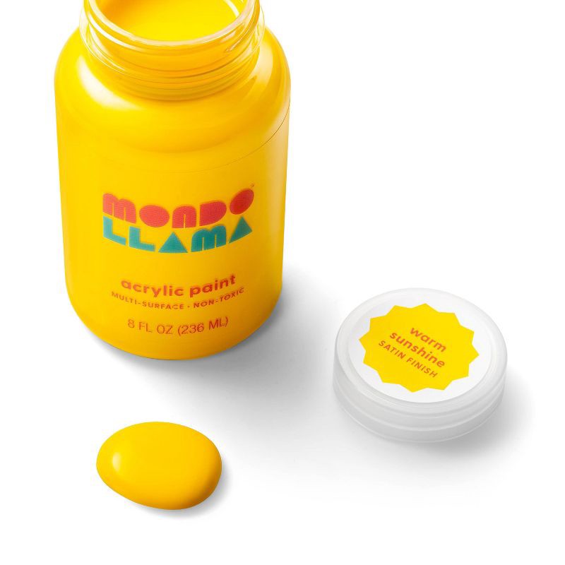 slide 2 of 3, 8 fl oz Satin Acrylic Paint Marigold Yellow - Mondo Llama™: Multi-Surface, Non-Toxic, Water-Based Craft Paint, 8 fl oz