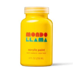 8 fl oz Satin Acrylic Paint Marigold Yellow - Mondo Llama™: Multi-Surface, Non-Toxic, Water-Based Craft Paint