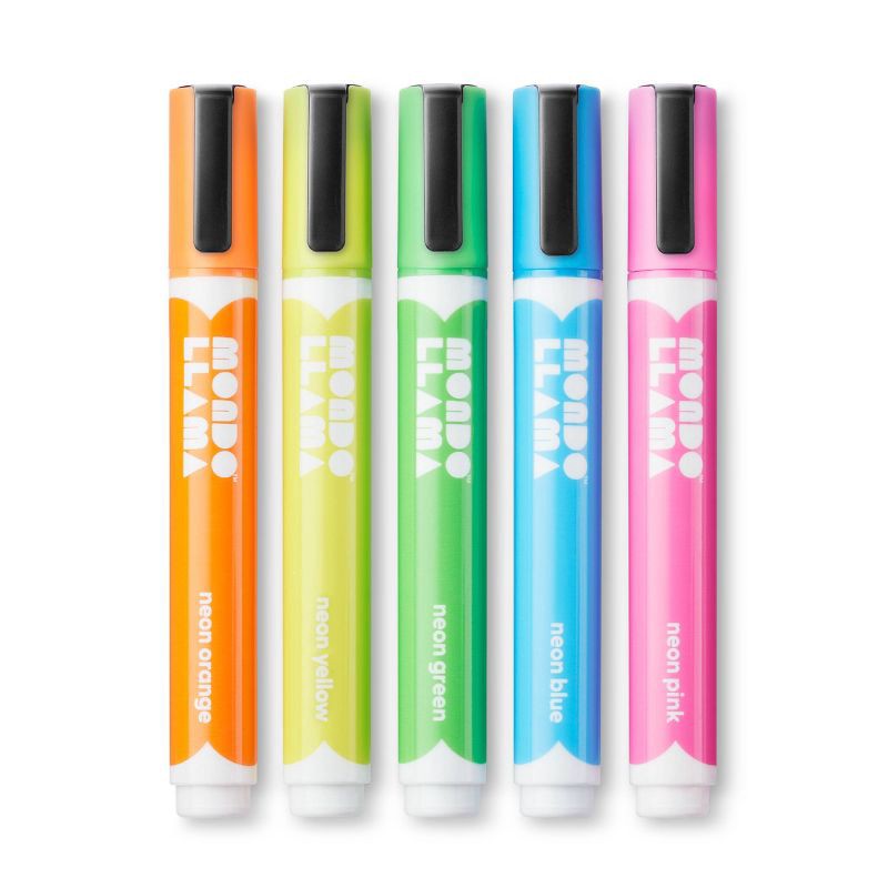 slide 2 of 5, 5ct Erasable Chalk Paint Markers Bullet Tip Neon - Mondo Llama™, 5 ct