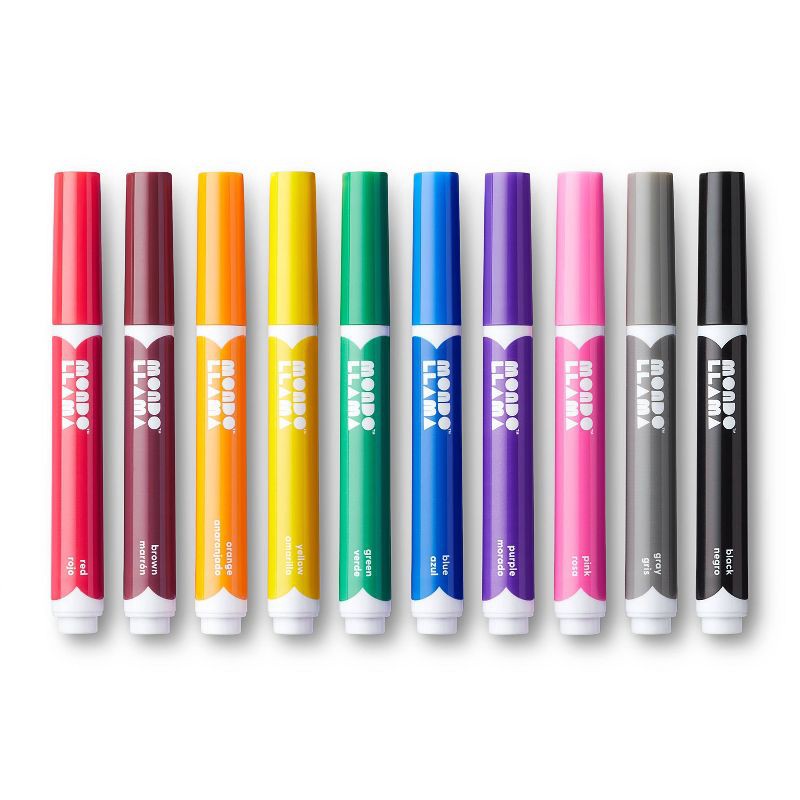 slide 2 of 5, 10ct Markers Broad Tip Classic Colors - Mondo Llama™: School Supplies, Thick Permanent, 2mm, Multicolored, Ages 3+, 10 ct