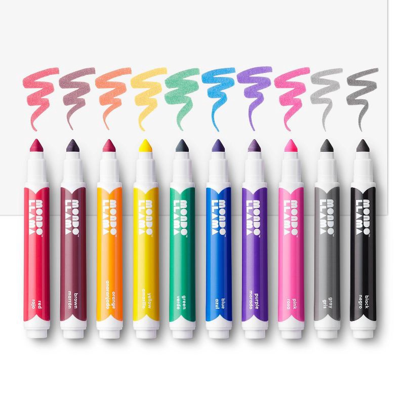 slide 4 of 5, 10ct Markers Broad Tip Classic Colors - Mondo Llama™: School Supplies, Thick Permanent, 2mm, Multicolored, Ages 3+, 10 ct