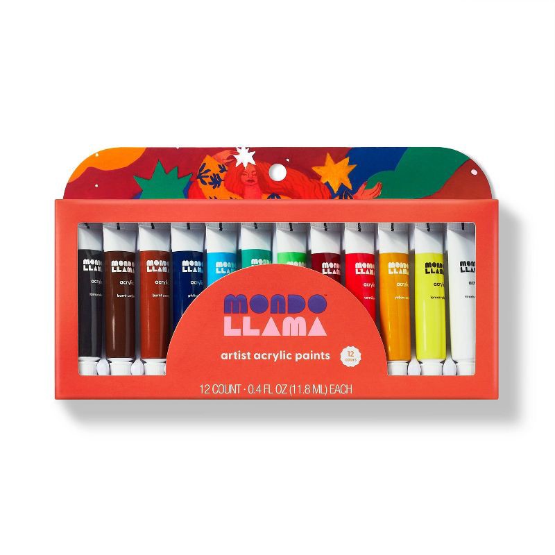 slide 1 of 5, 12ct Artist Acrylic Paint Tubes - Mondo Llama™, 12 ct